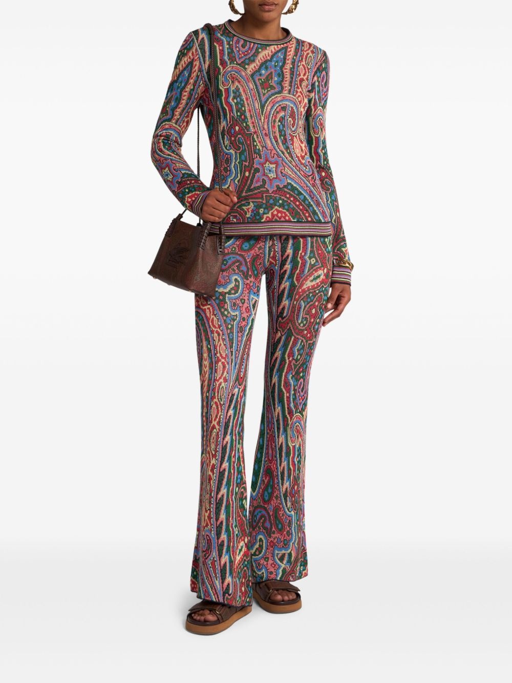 paisley-pattern knitted trousers - 2