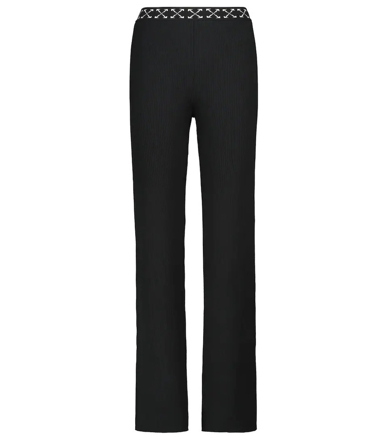 Ribbed-knit stretch-jersey straight pants 1