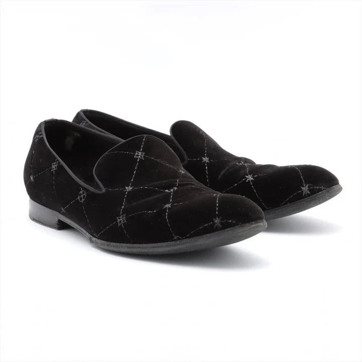 LOUIS VUITTON Auteuil Velvet Loafers 'Black with Silver Logo Lines' 1A5FXK - 3