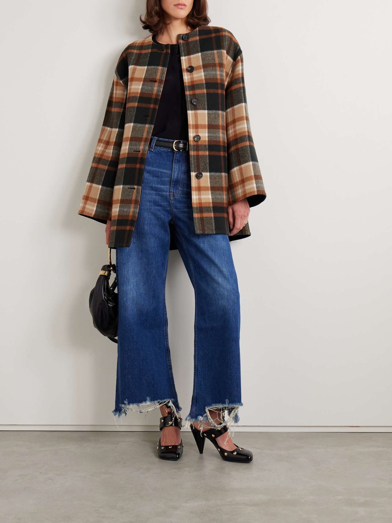 Checked wool and silk-blend coat - 2