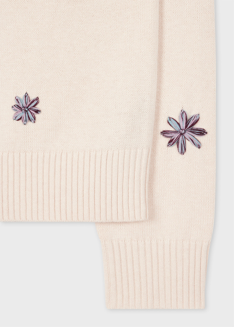 Paul Smith Women's Blush Knitted 'Chamomile Floral' Embroidered Sweater outlook