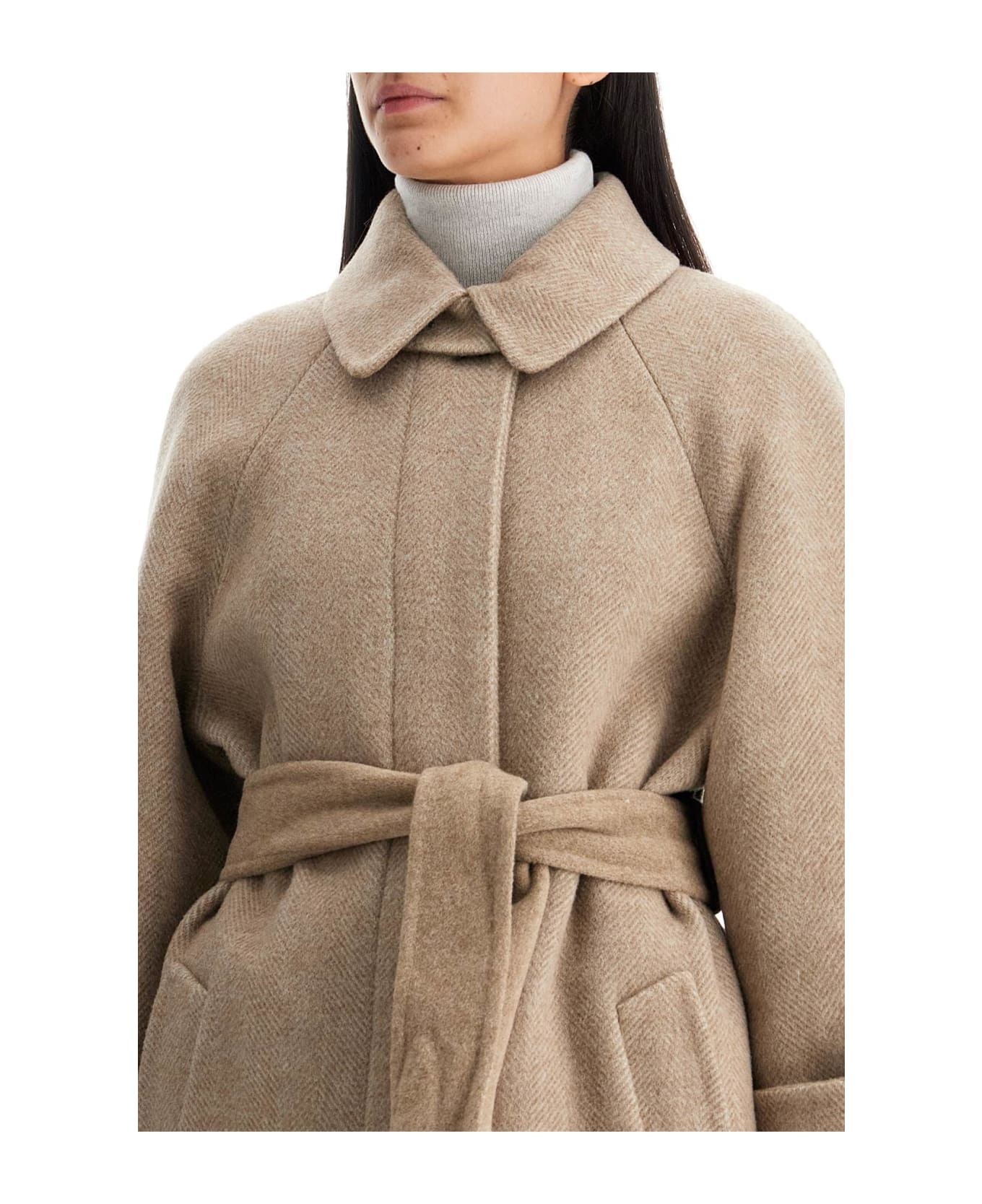 Wool And Cashmere Coat With Belt. - 4