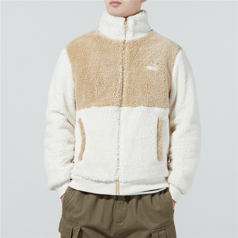 PUMA Colorblock lamb's wool Stay Warm Sports Stand Collar Logo Jacket White 848954-93 - 3