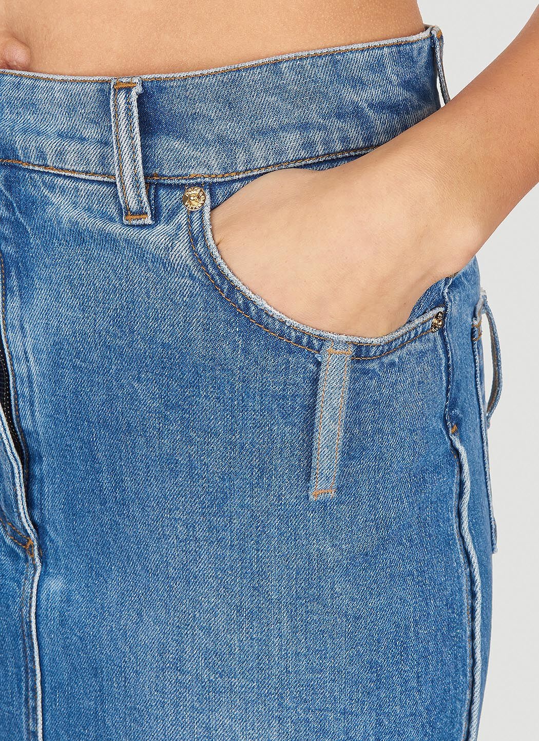 Denim Midi Skirt - 5