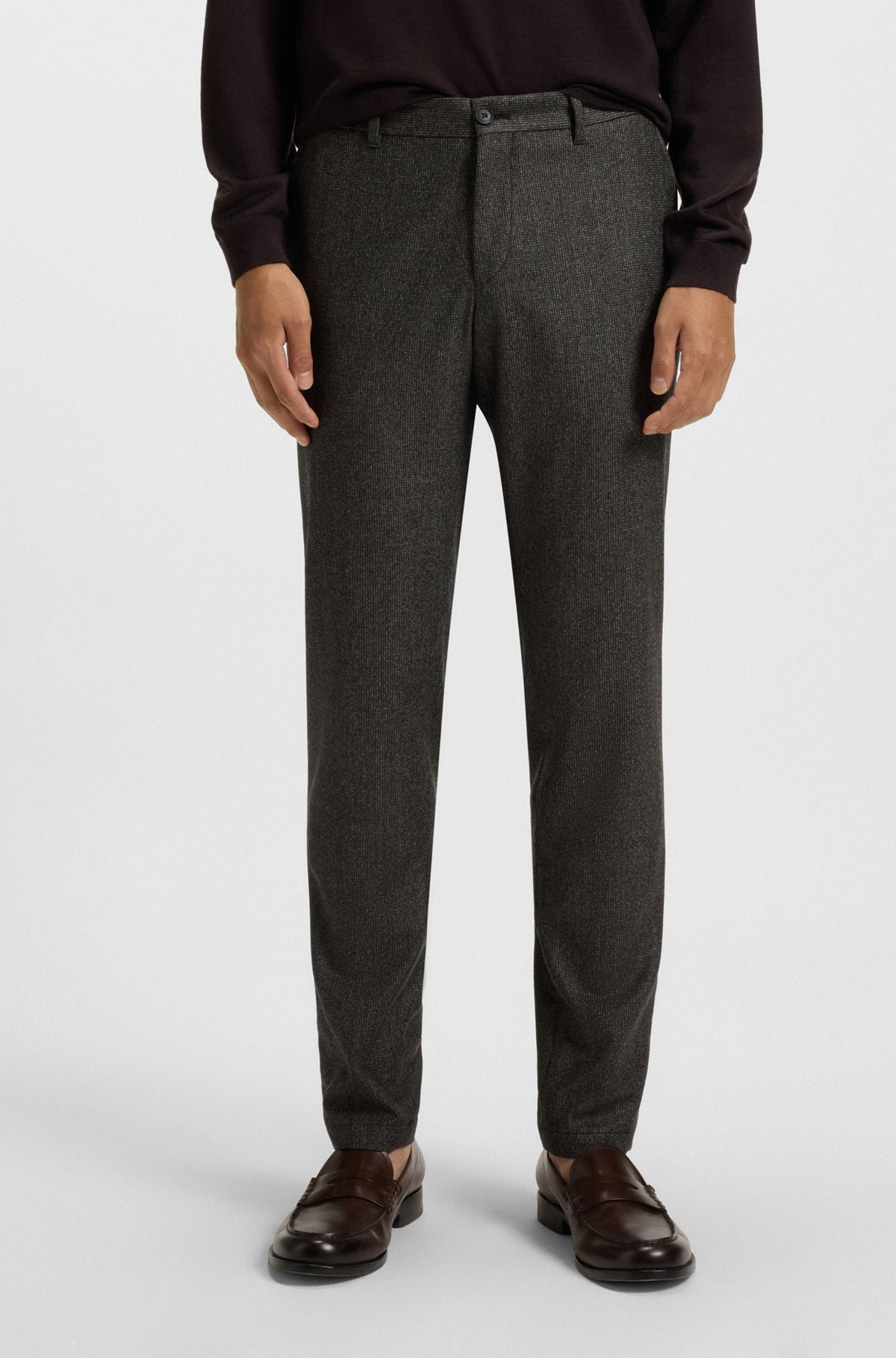 SLIM-FIT PANTS IN MICRO-PATTERNED VIRGIN WOOL - 2