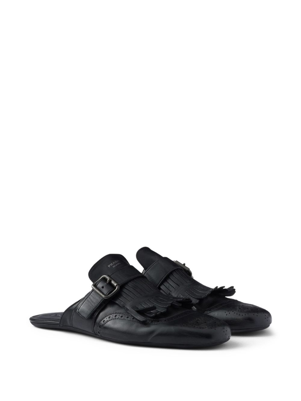 Shuffle fringed leather mules - 2