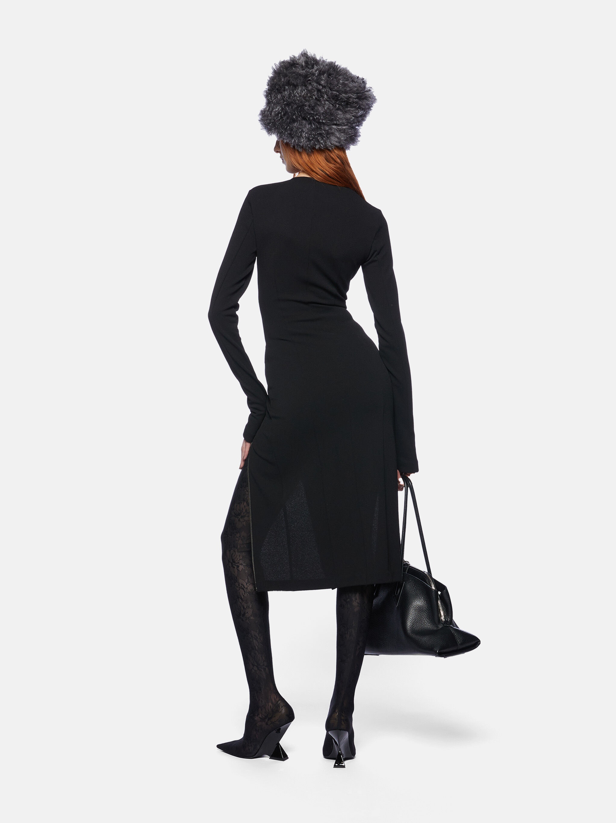 BLACK MIDI DRESS - 3