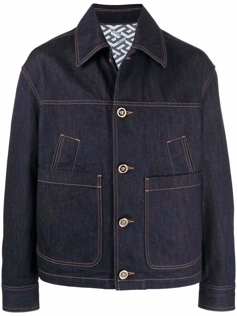 contrast-stitching denim jacket - 1