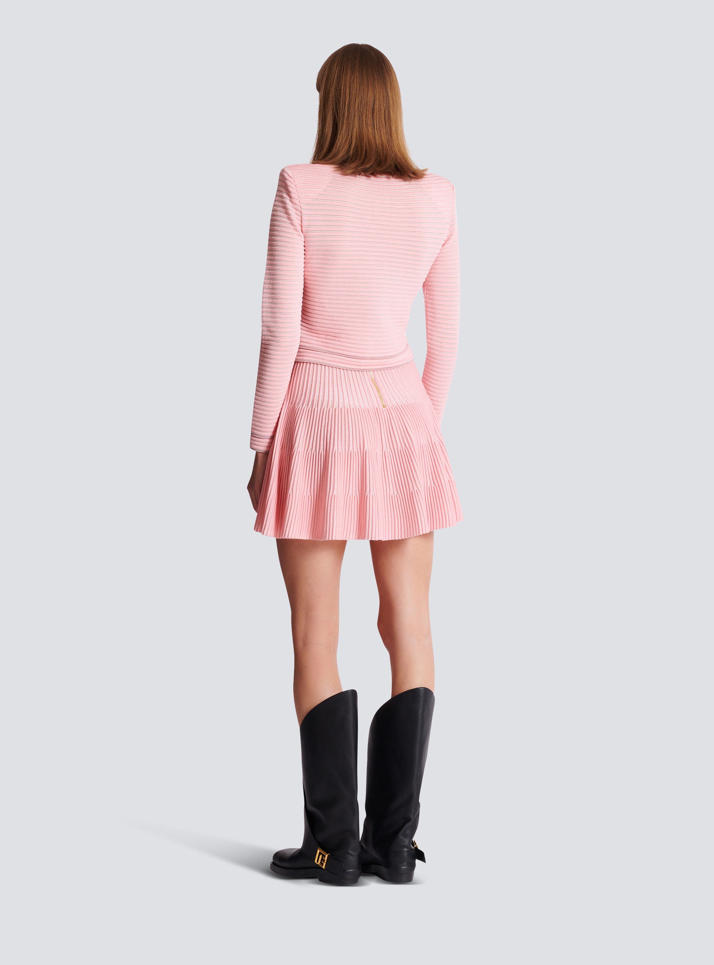 Long-sleeved textured knit cardigan - 4