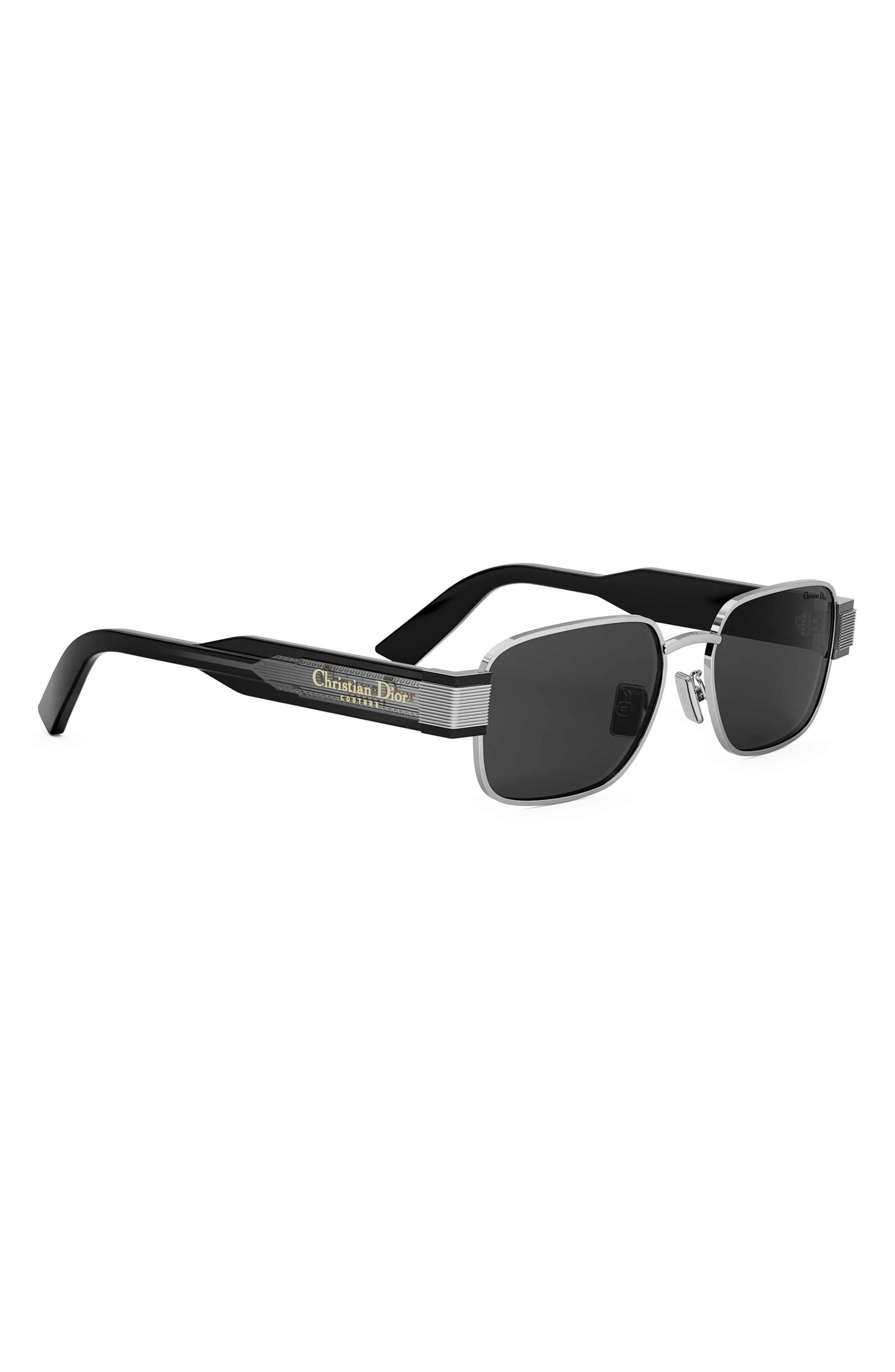 'Christian Dior Label S2U Rectangle Sunglasses in Shiny Palladium /Smoke at Nordstrom - 3