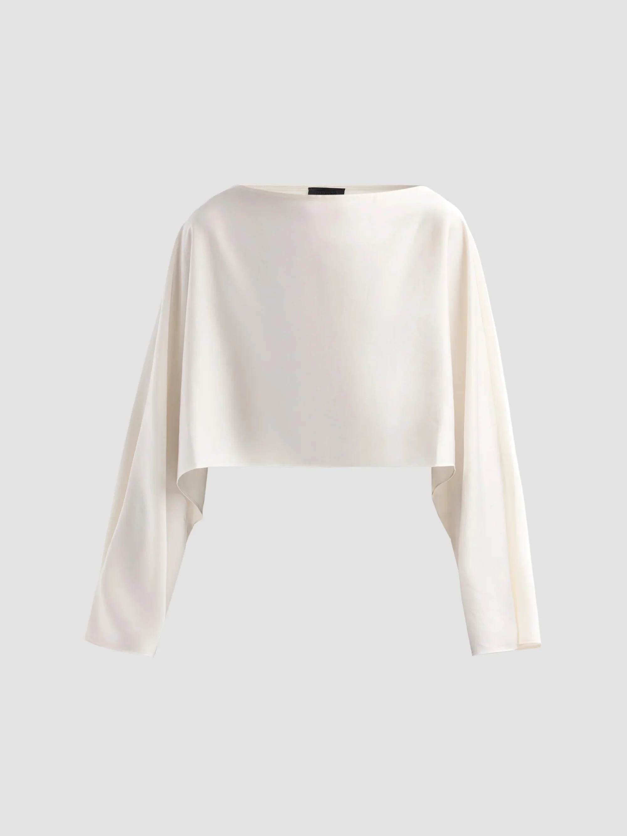 Women's Satin Boatneck Caftan Top - Cream - 1