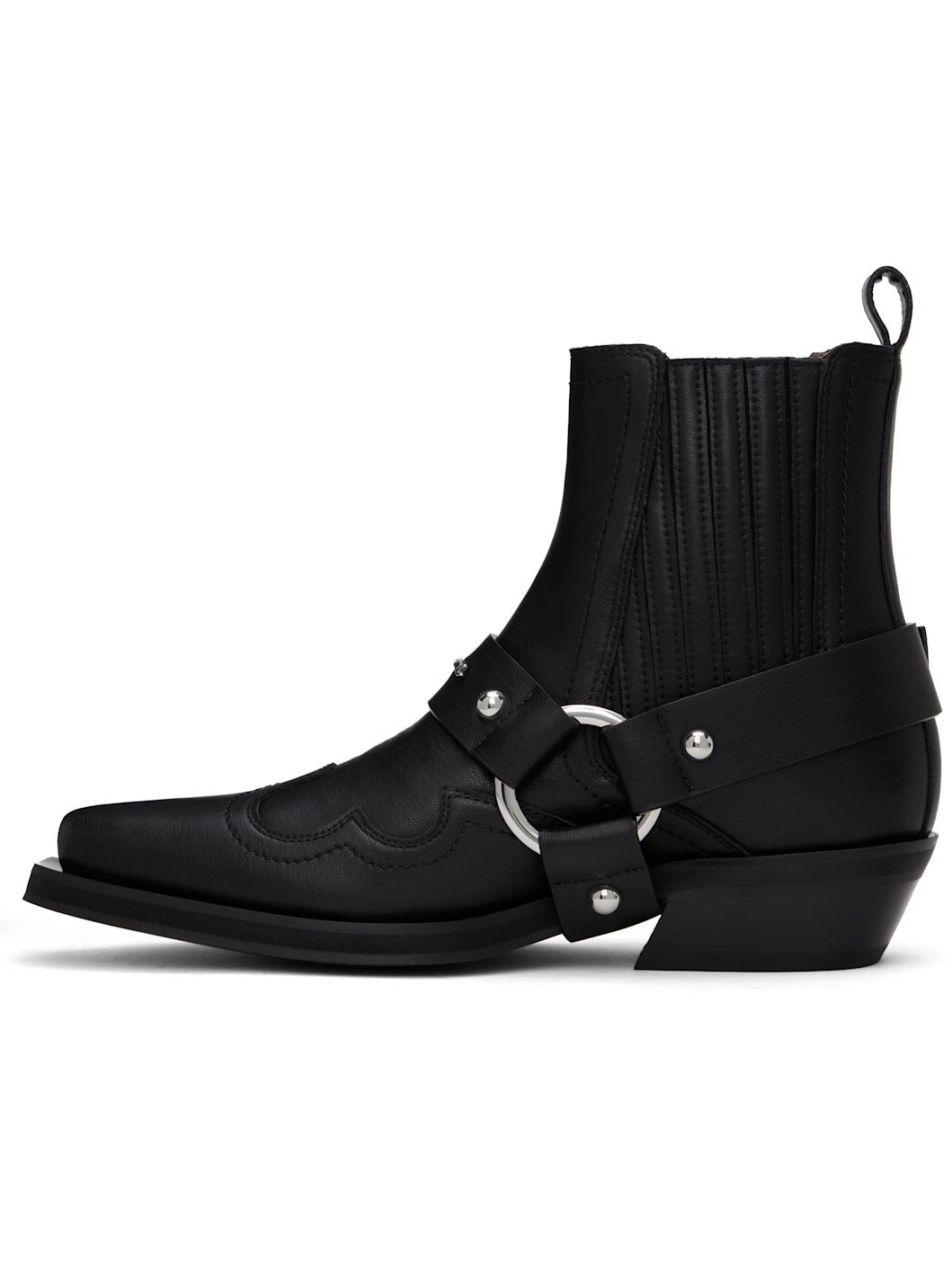 Black Low Cut Western Chelsea Boots - 3