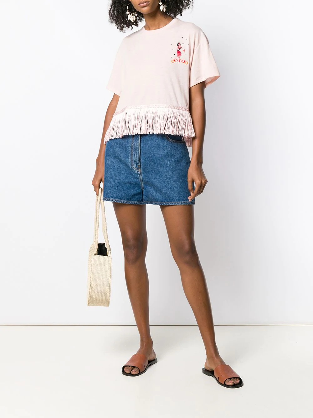 fringed embroidered T-shirt - 2