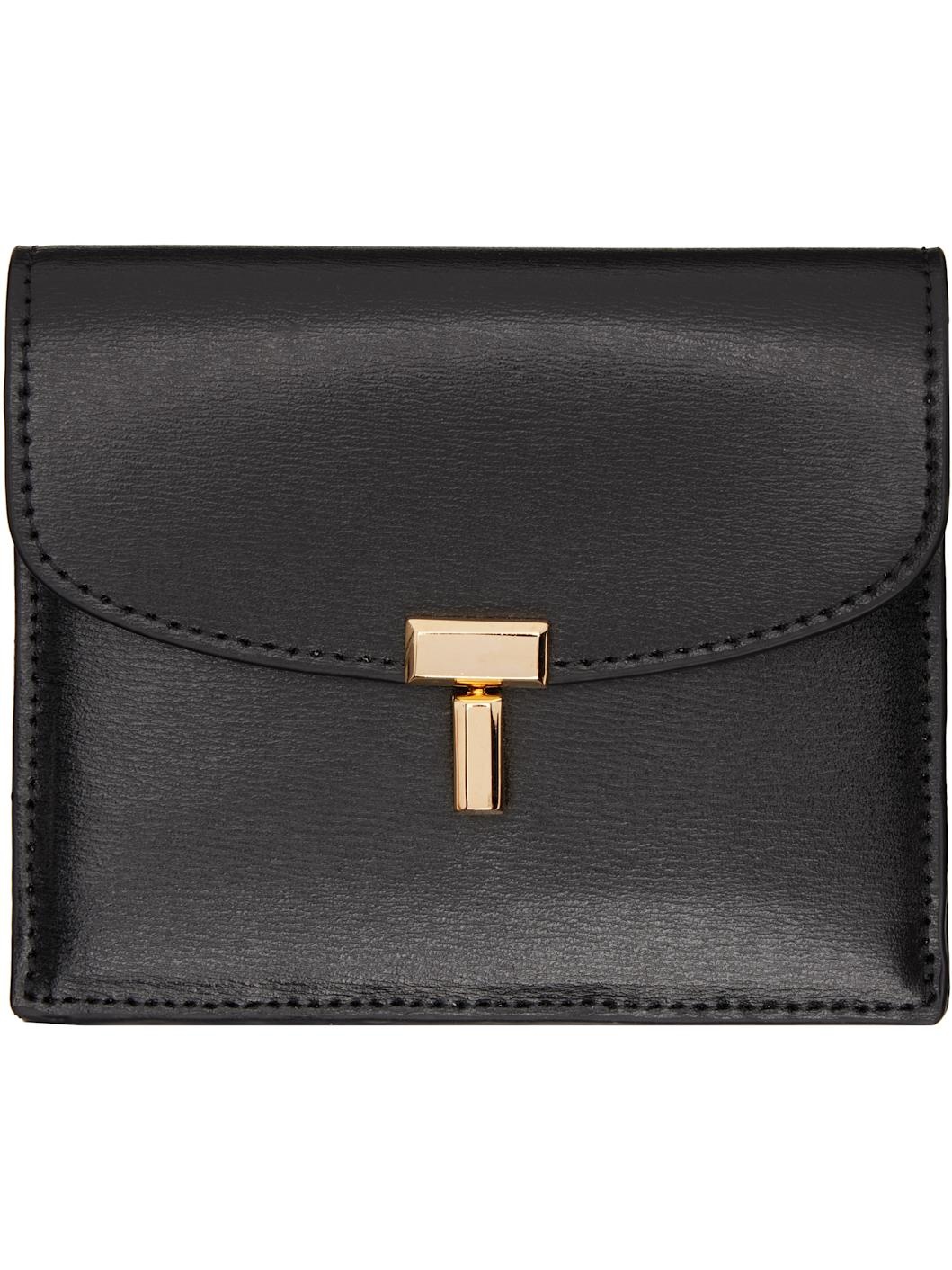Black T-Lock Leather Card Holder - 1