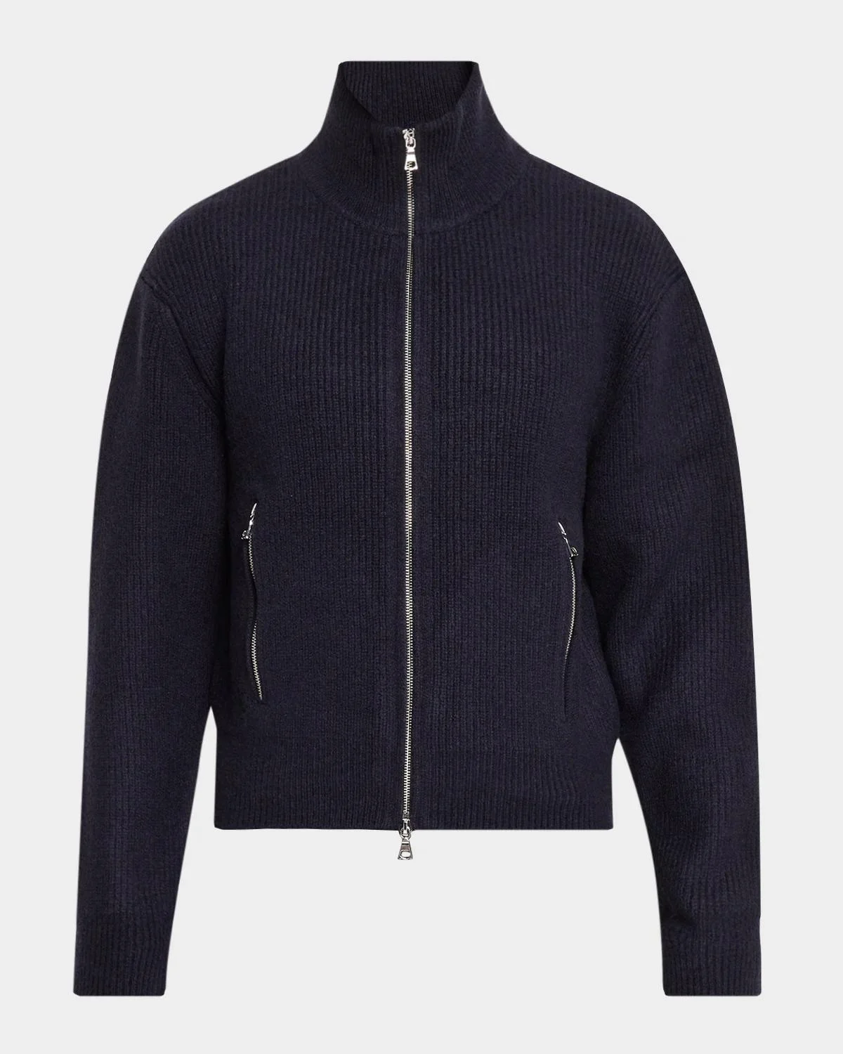 Men's Wool Funnel Neck Full-Zip Sweater - 1