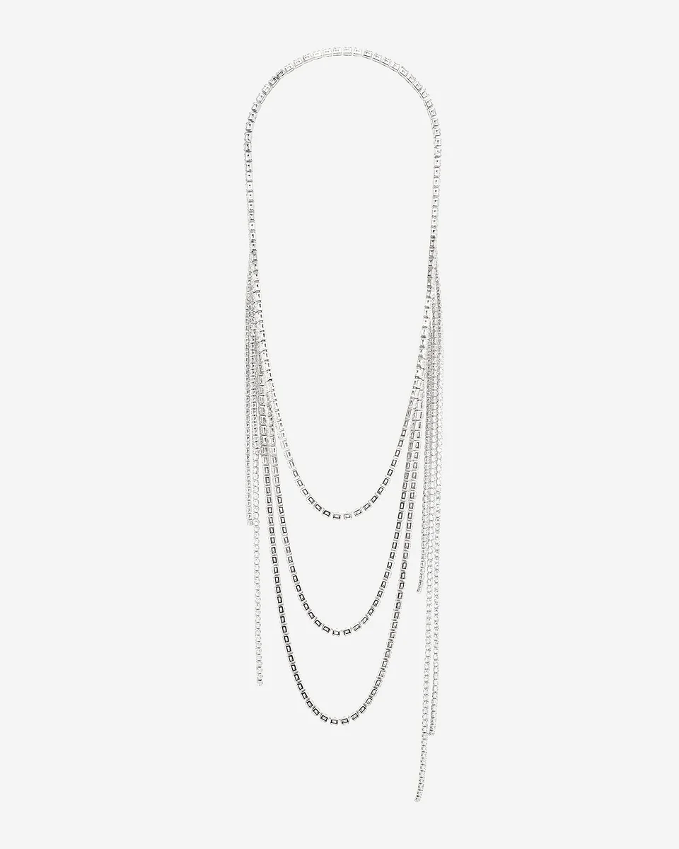 SILVER RHINESTONE NECKLACE - 1
