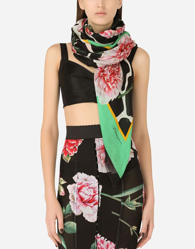 Dolce & Gabbana Carnation-print modal and cashmere scarf (135 x 200) outlook