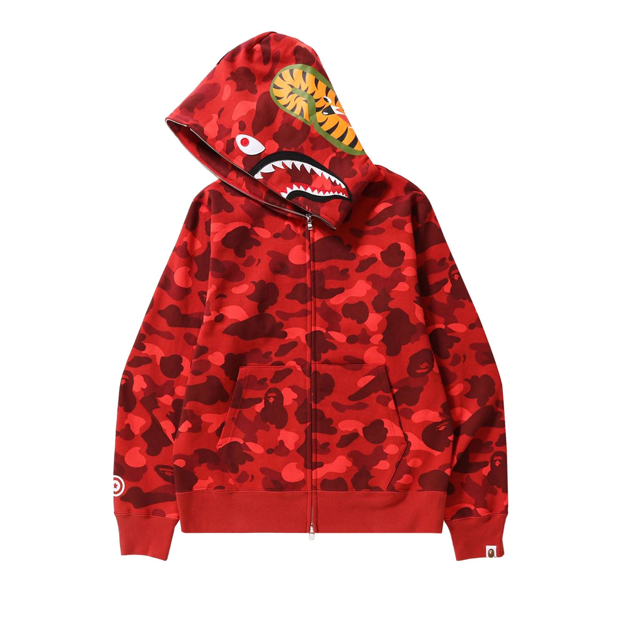 BAPE Color Camo Shark Full Zip Hoodie 'Red' - 2