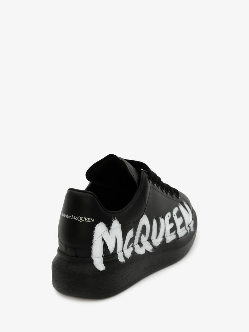 Alexander McQueen Online Exclusive - Mcqueen Graffiti Oversized Sneaker in Black/white outlook