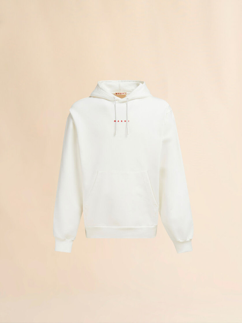 WHITE BIO COTTON HOODIE WITH MARNI PRINT 1