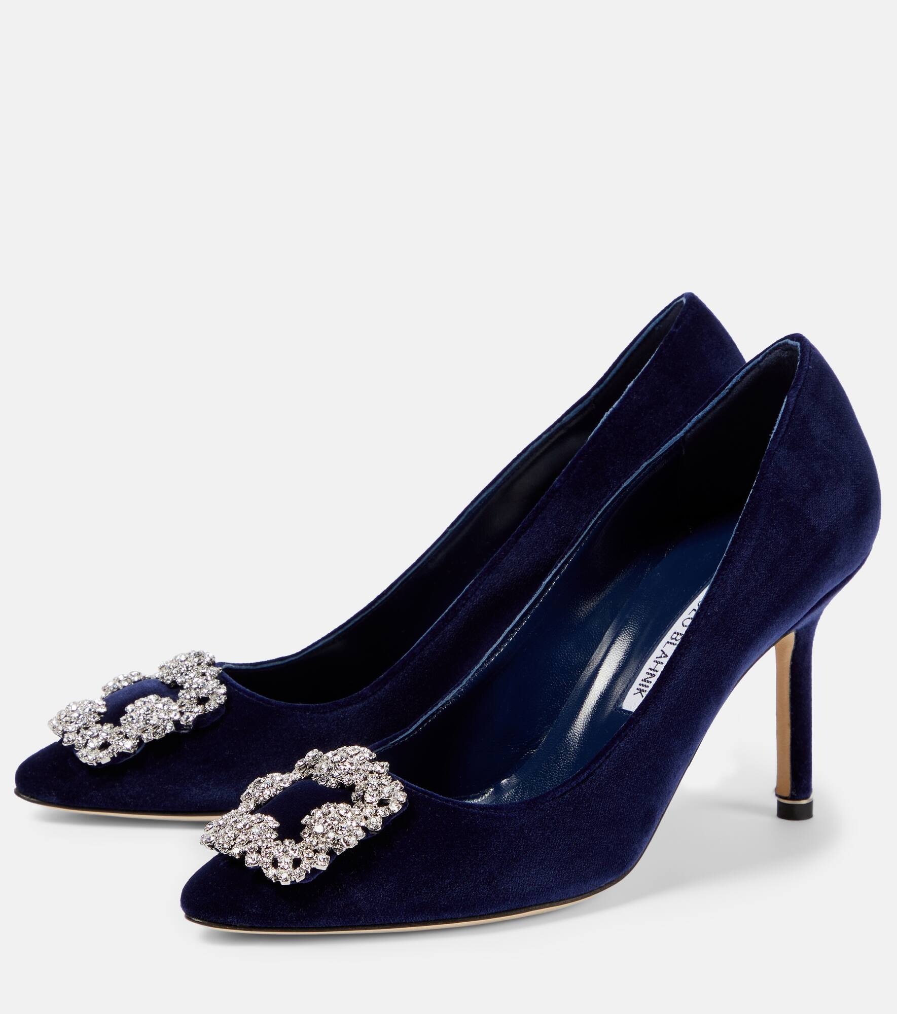 Hangisi 90 embellished velvet pumps - 5