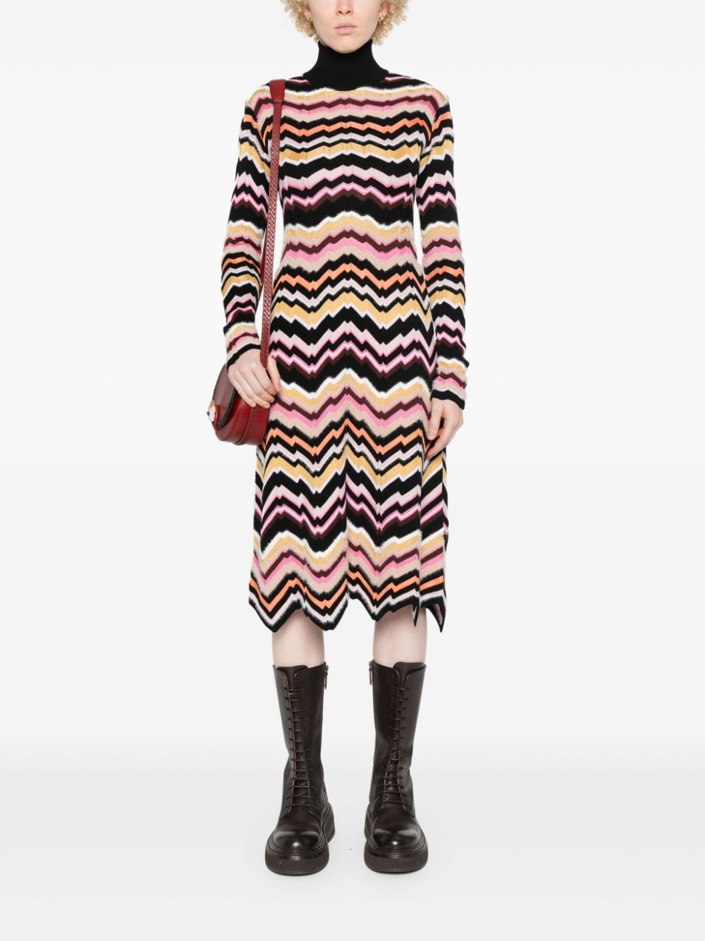 zigzag-detail midi dress - 2