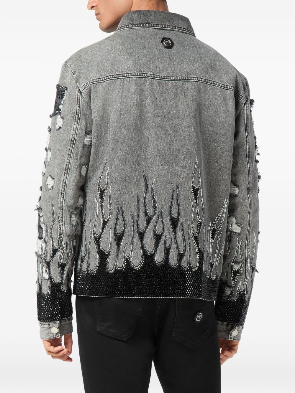Strass Flame oversize denim jacket - 4