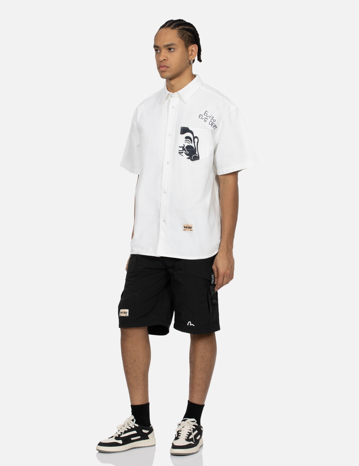 GODHEAD PRINT AND PATCHWORK SEAGULL LOOSE FIT SHIRT - 4