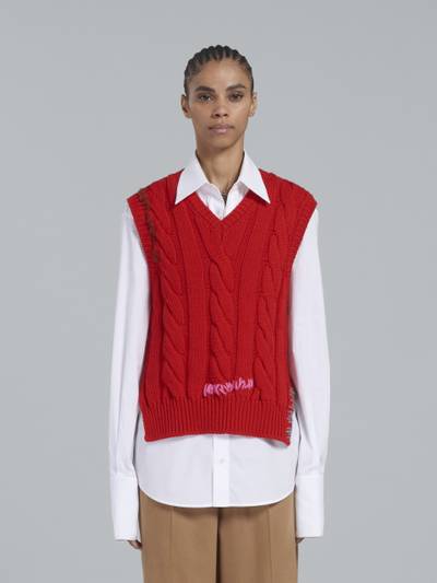 Marni RED CABLE-KNIT VEST outlook