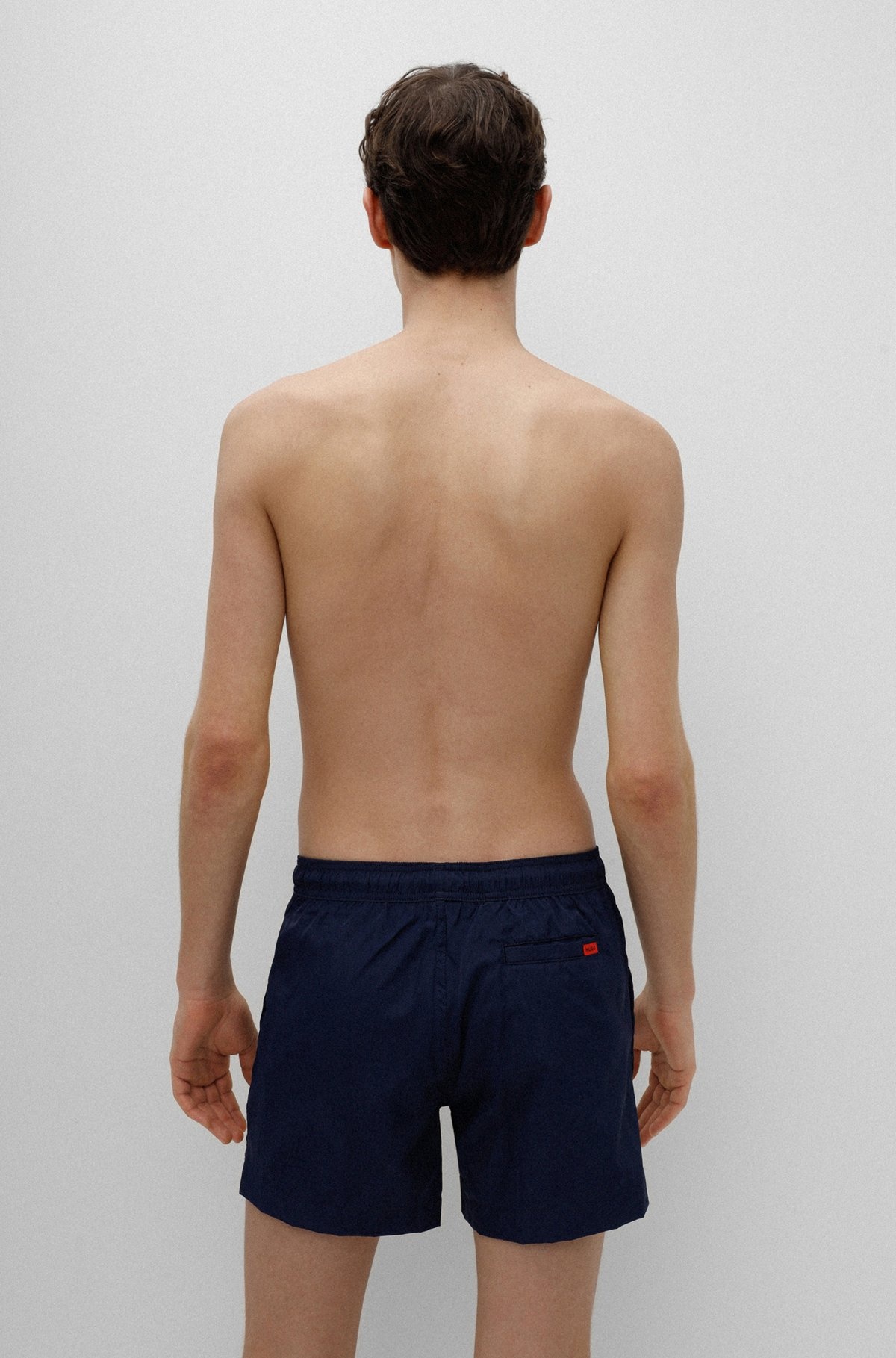 QUICK-DRY SWIM SHORTS WITH RED LOGO LABEL - 4