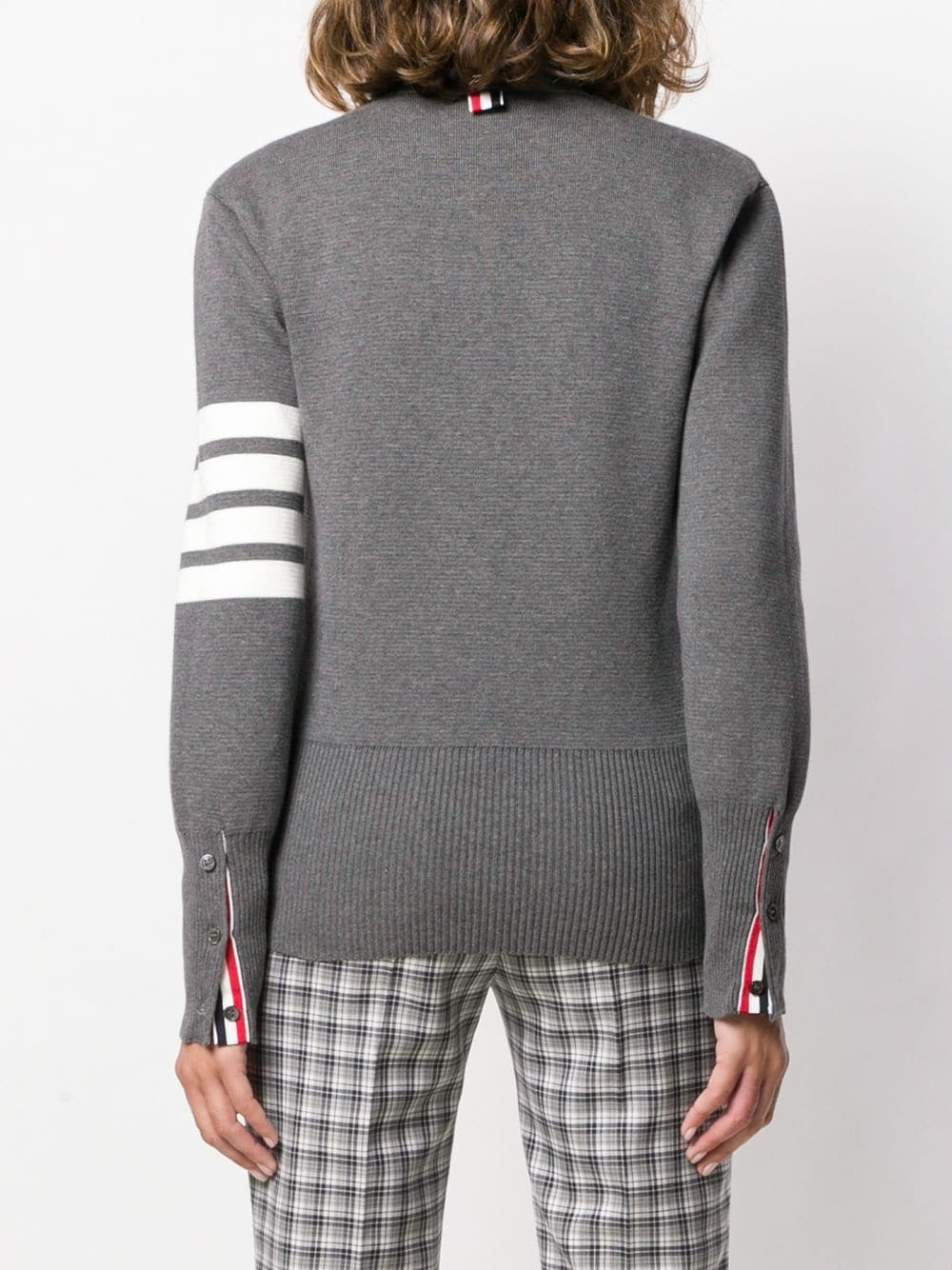 4-Bar crepe V-neck cardigan - 4