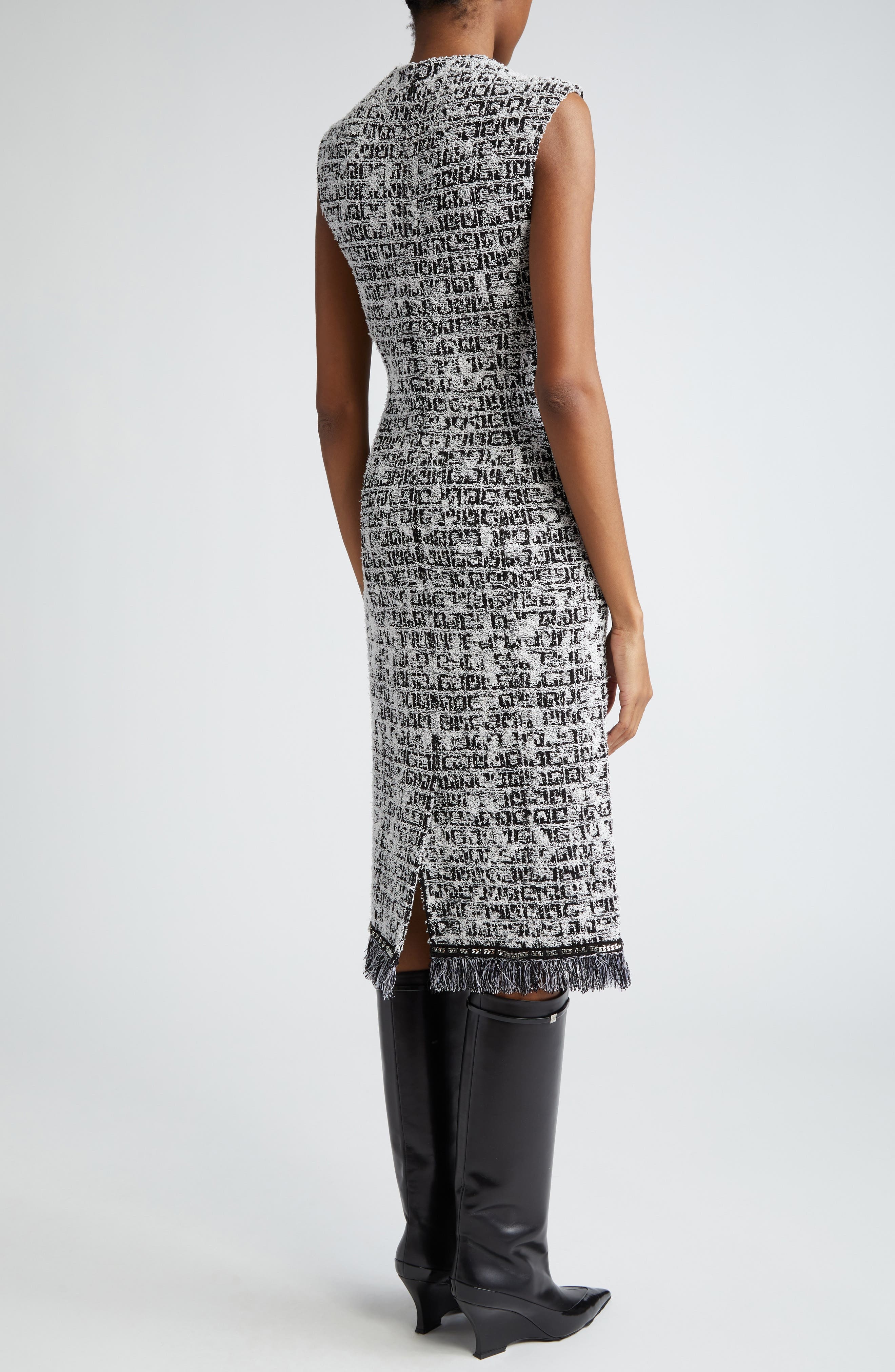 Givenchy Tweed Sleeveless Sheath Dress in Black/White at Nordstrom - 3