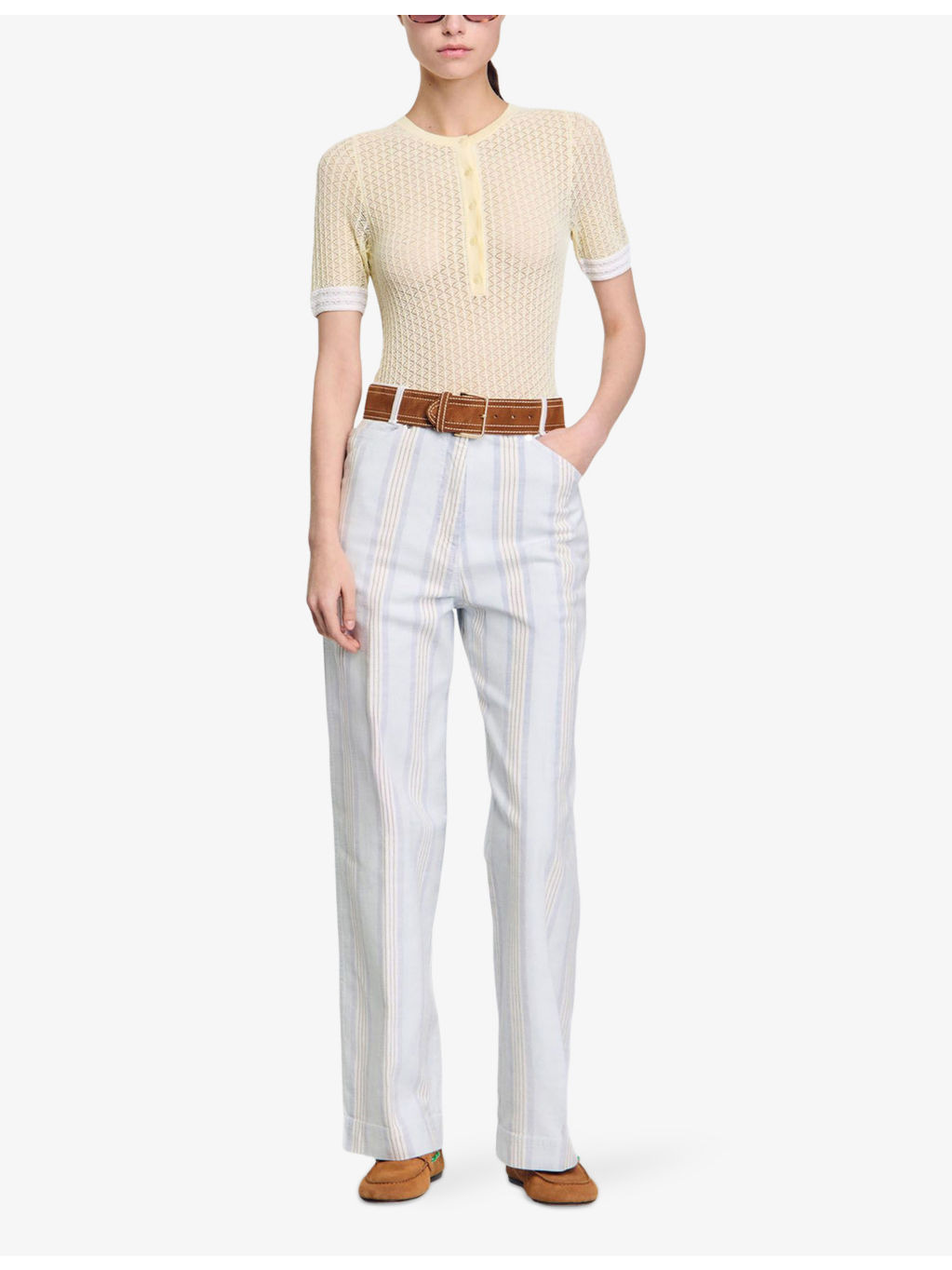Short-Sleeve Pointelle-Knit Jumper - 2