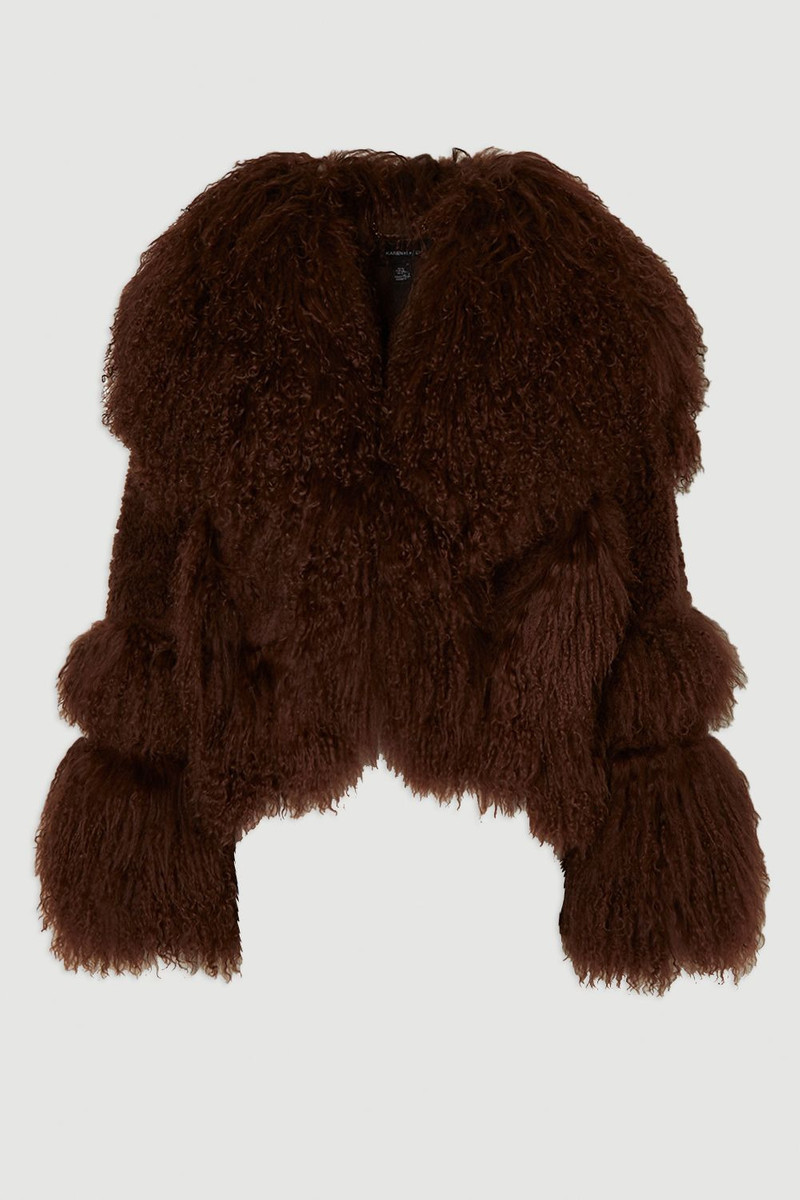 Mongolian Shearling Panelled Short Coat 4