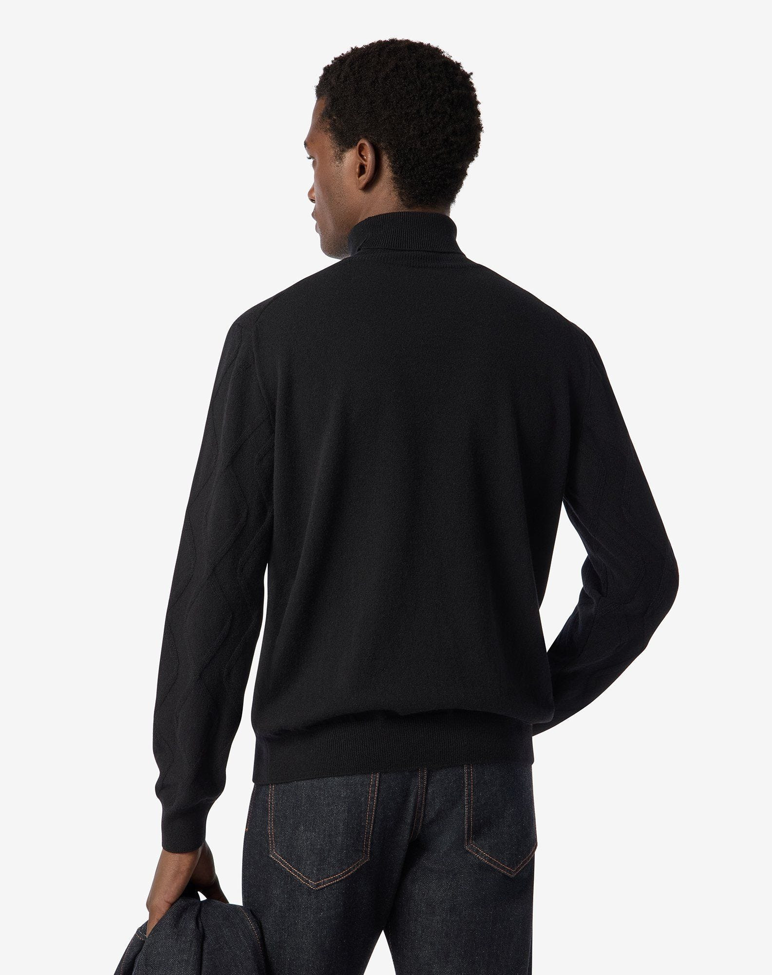 Black wool and cashmere mock turtleneck - 3