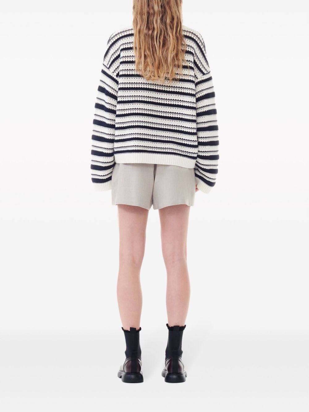striped open-knit jumper - 3