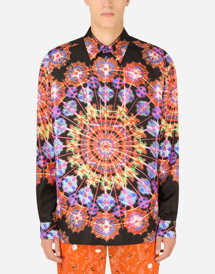 Illumination-print silk Mazzini-fit shirt - 2