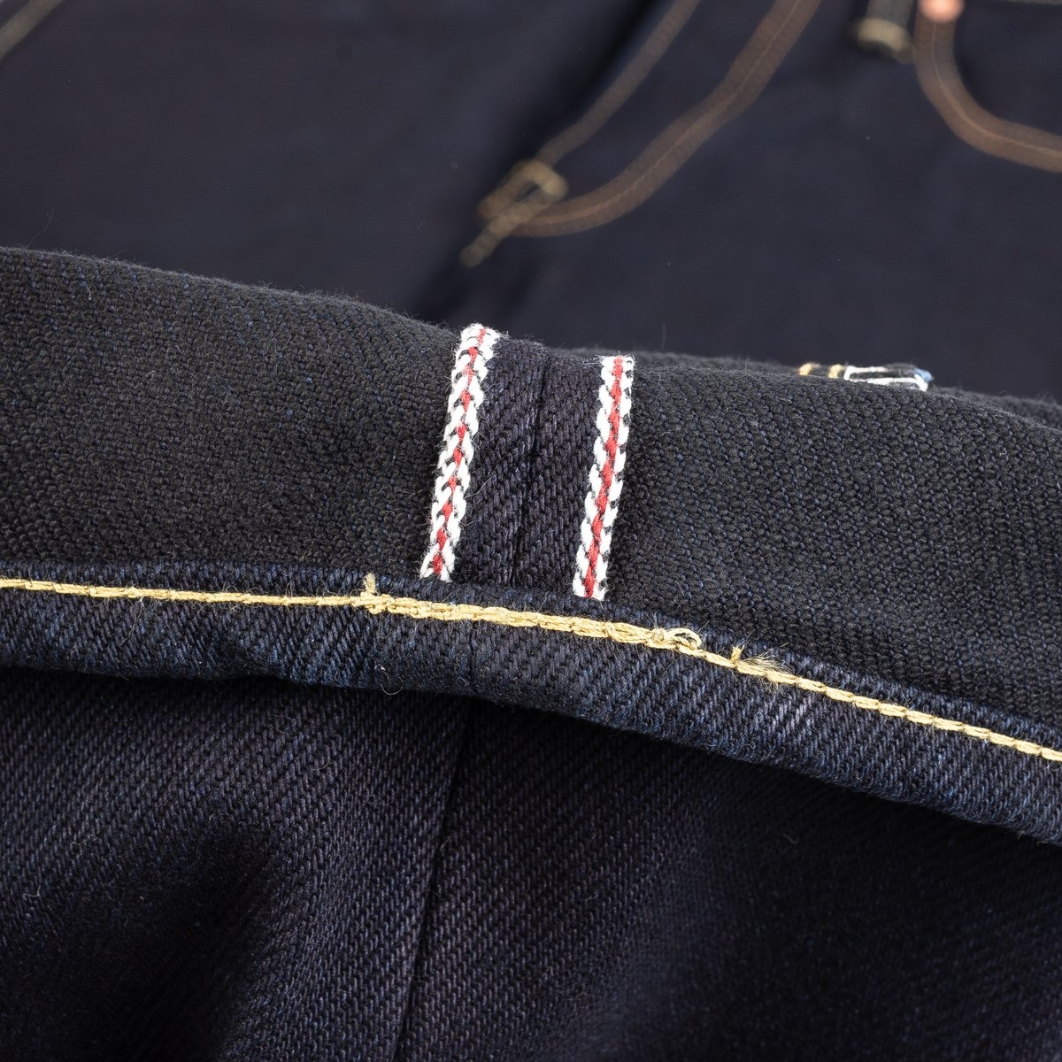 IH-777S-21ib 21oz Selvedge Denim Slim Tapered Cut Jeans - Indigo/Black - 10