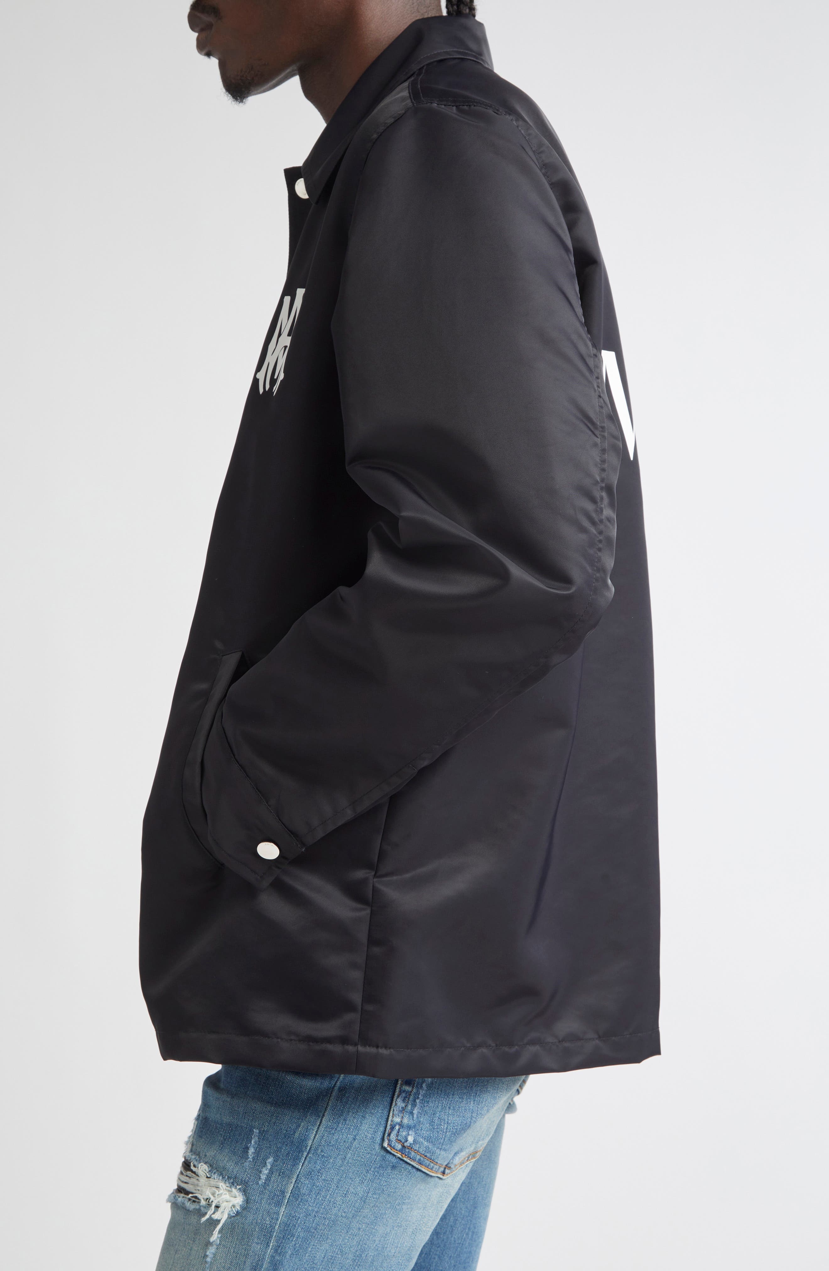 AMIRI MA Water Resistant Nylon Coach's Jacket in Black at Nordstrom - 4