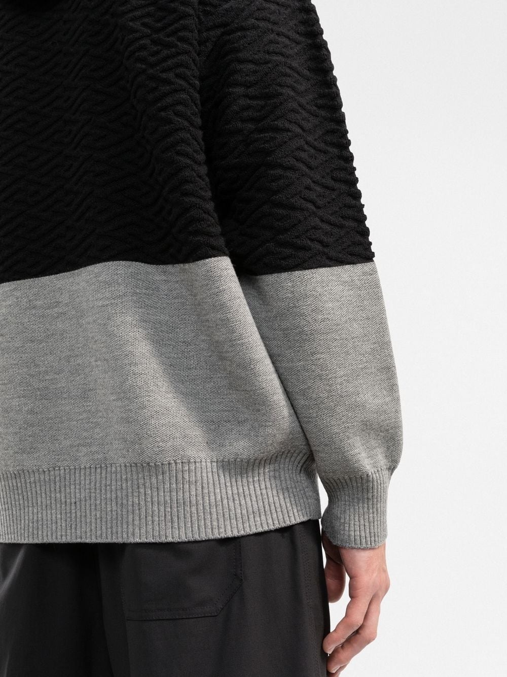 panelled-knit pullover hoodie - 5