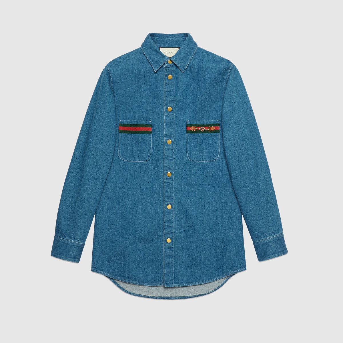 Stonewashed denim shirt with Web - 1