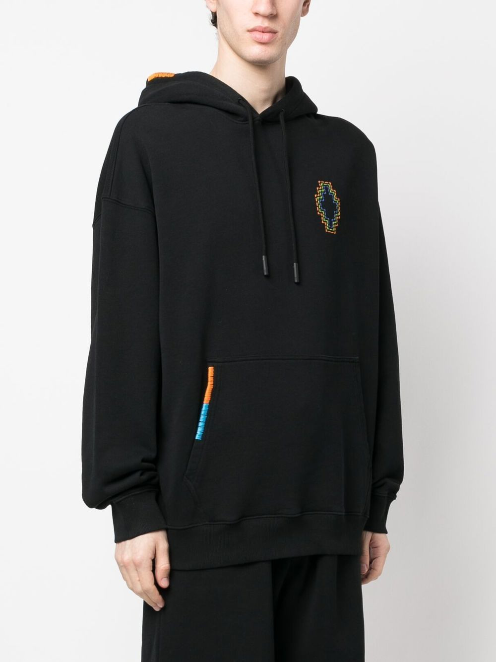 Cross-embroidered drawstring hood - 3
