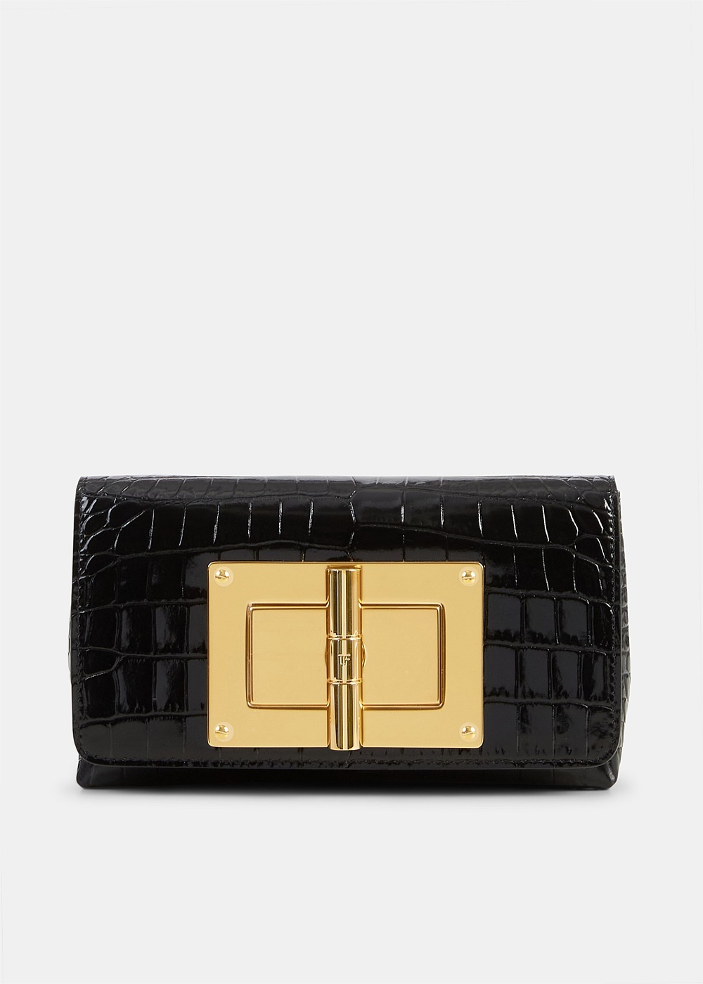 Black Crocodile Leather Natalia Mini Shoulder Bag - 1