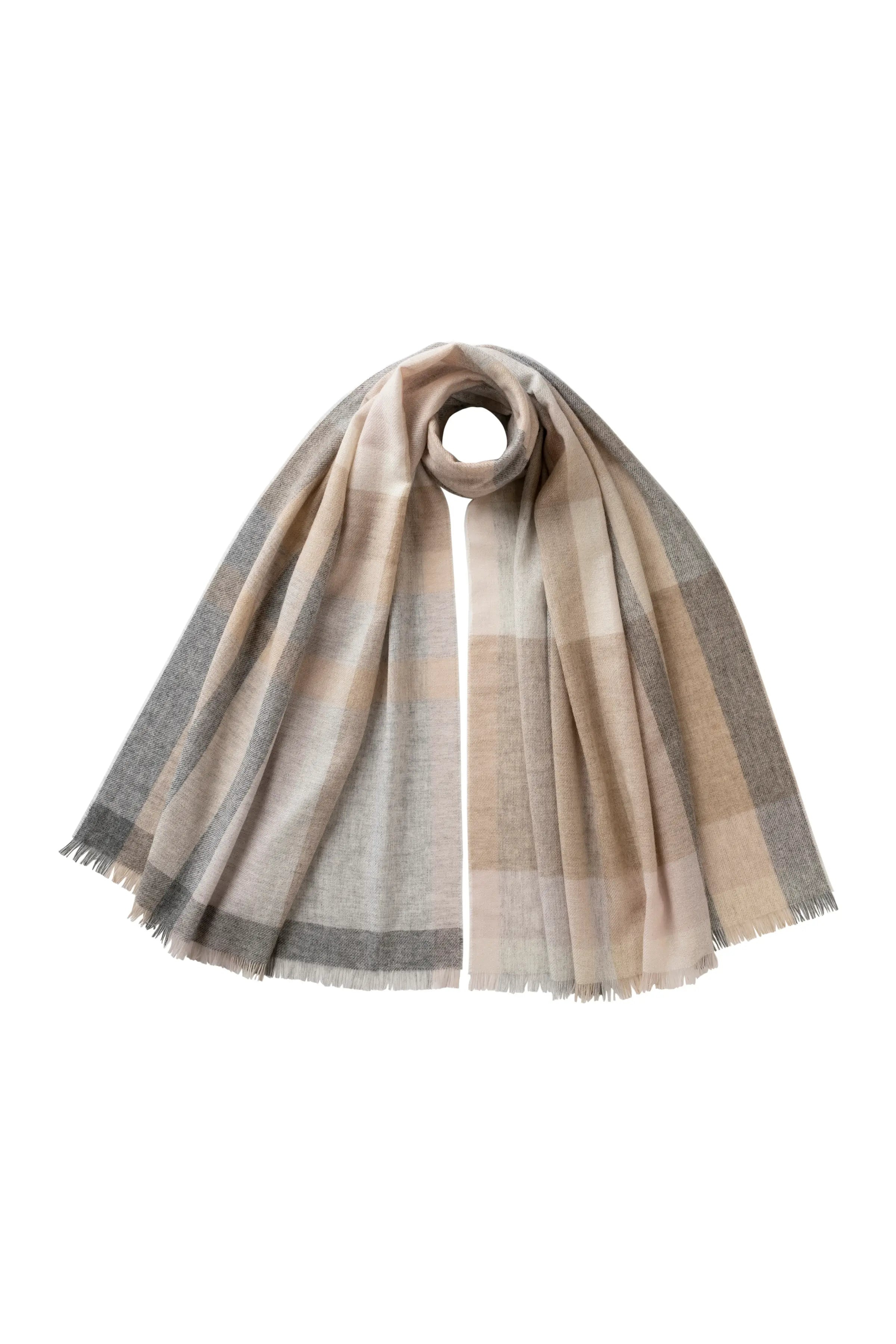 Madras Check Brown Cashmere Stole - 2