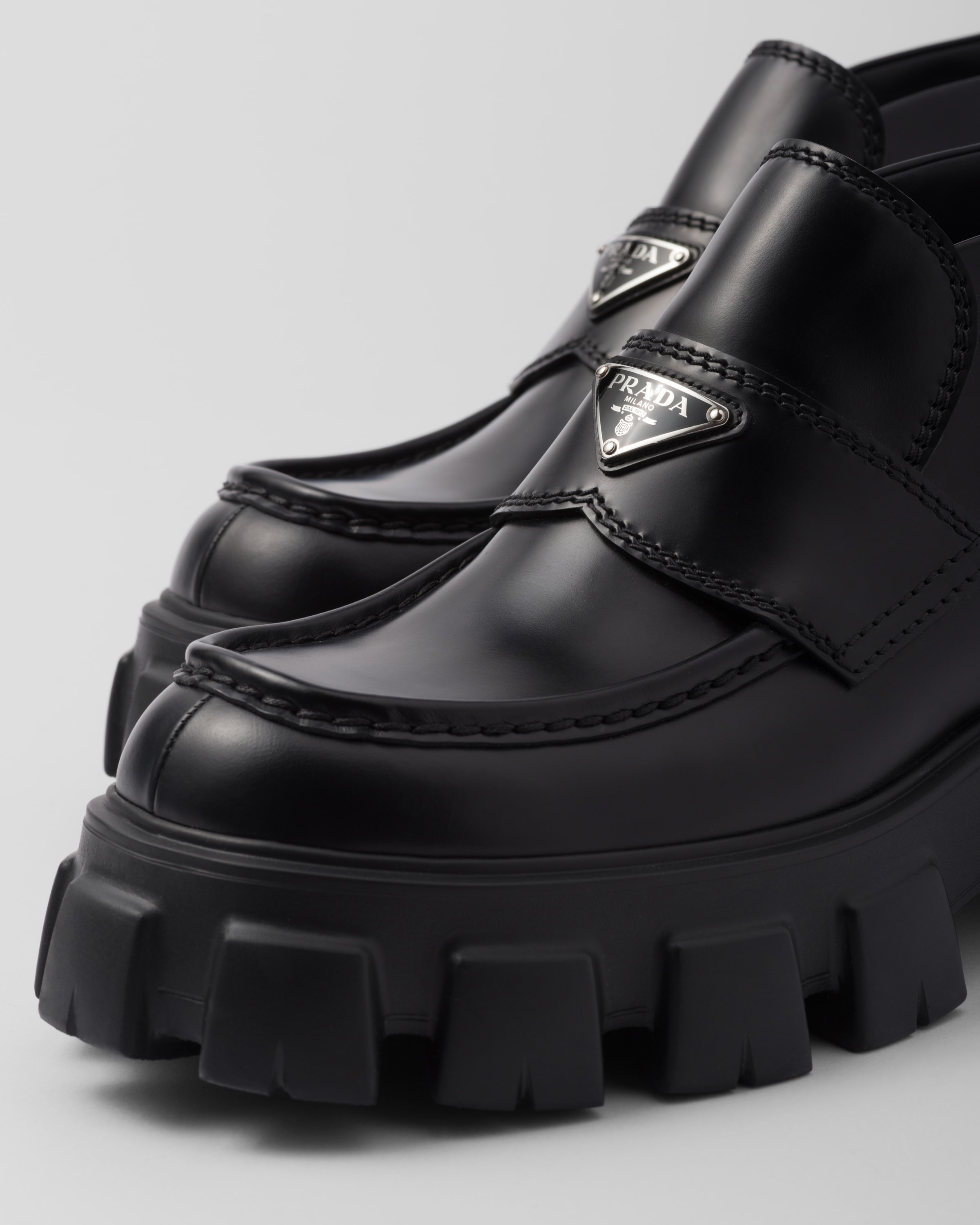 Monolith brushed leather flatform loafers - 6