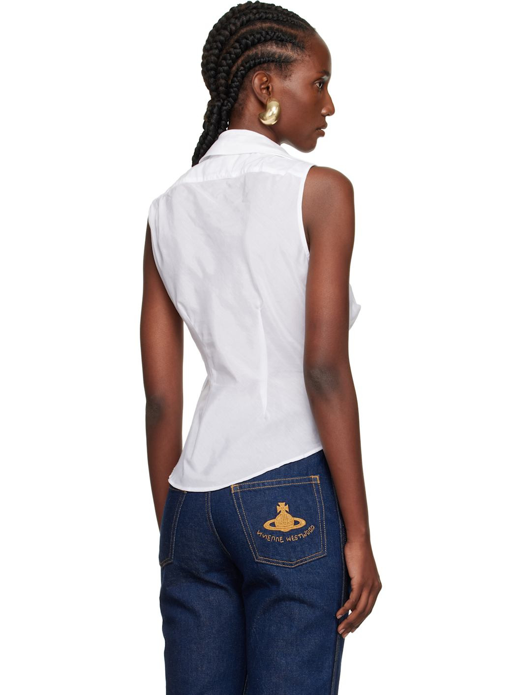 White Short Sleeve Drunken Shirt - 3
