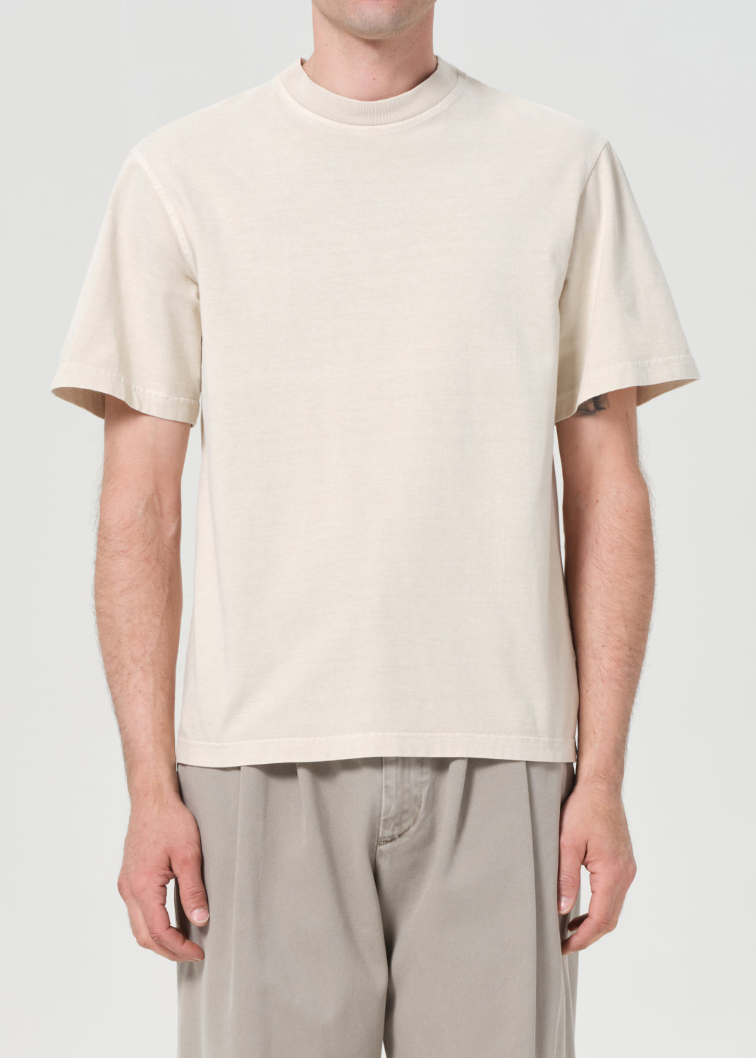 ASHA MOCK NECK TEE IN BROWN RICE - 2
