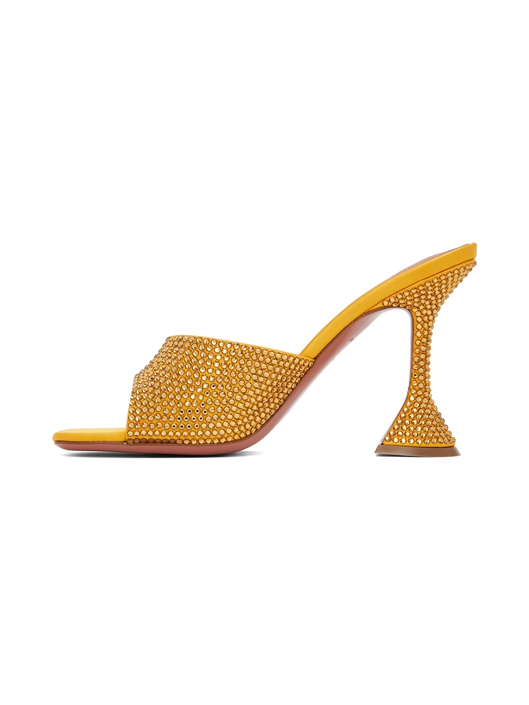 Yellow Lupita Crystal Slipper Heeled Sandals - 3