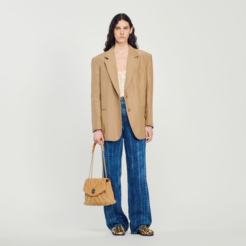Sandro Quilted suede leather bag outlook