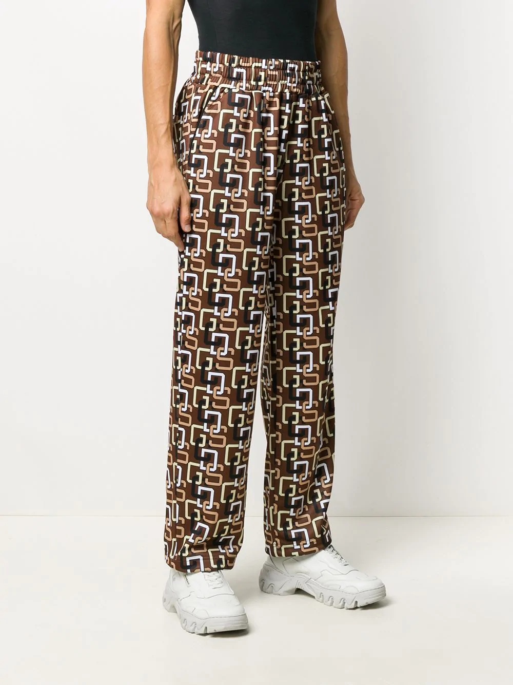 logo print straight-leg trousers - 3